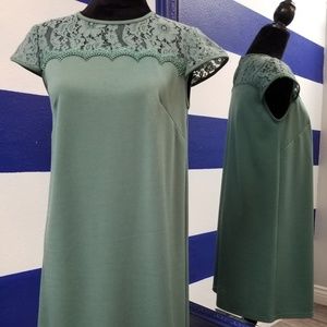 Green Lace Trimmed Dress